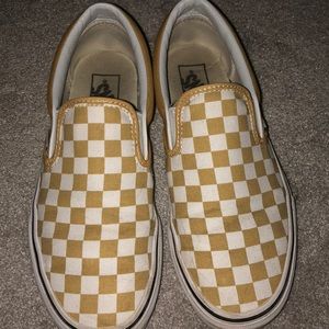 Yellow and white checkered vans